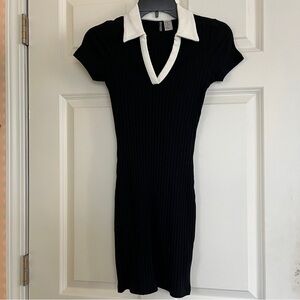 H&M Black Dress with White Collar